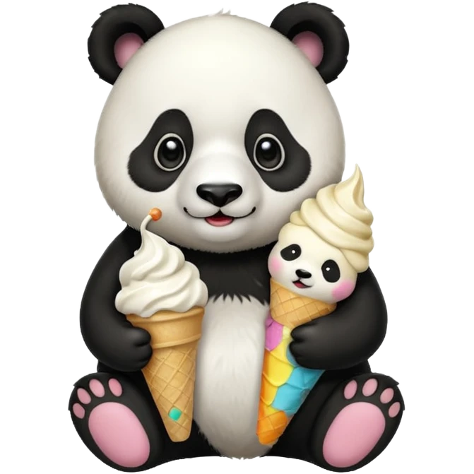 Panda eating ice cream emoji