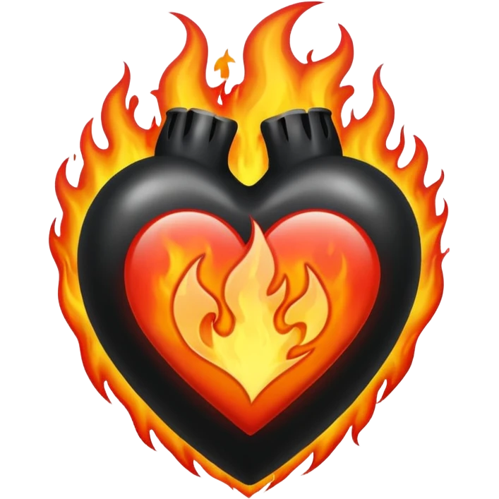 Corazón negro con fuigo emoji
