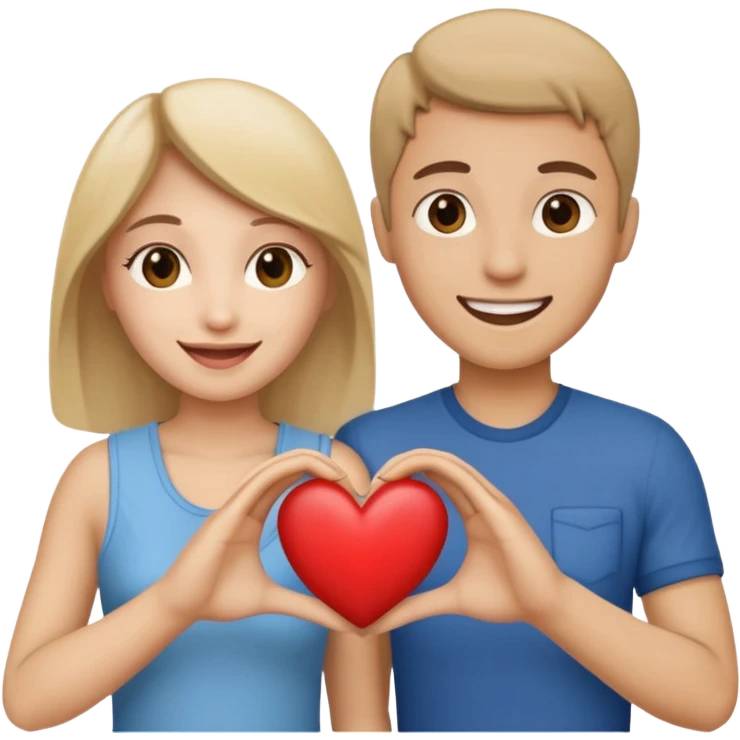 Two people holding half a heart up emoji
