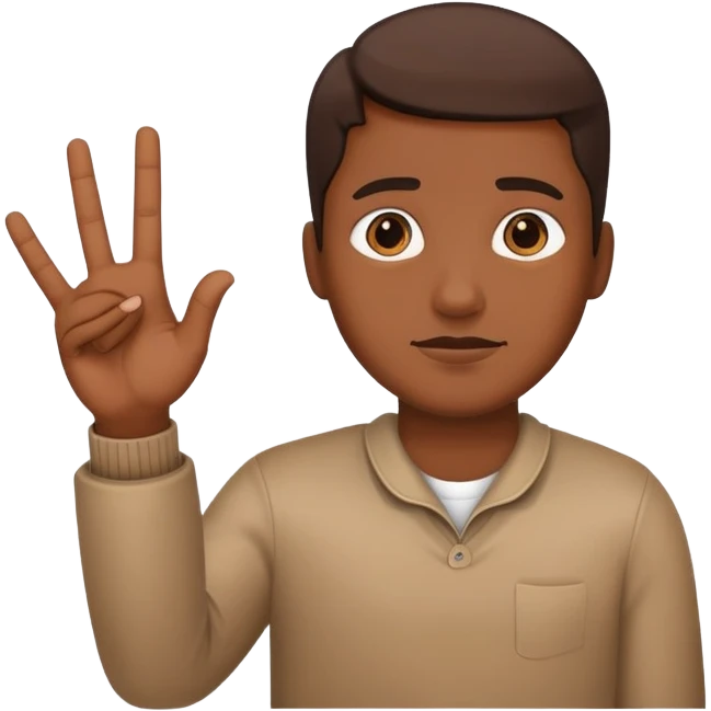 character making a 'no permission' gesture, holding out a hand emoji