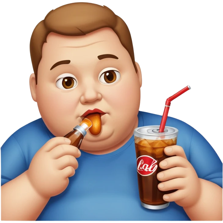 Obese man drinking soda  emoji