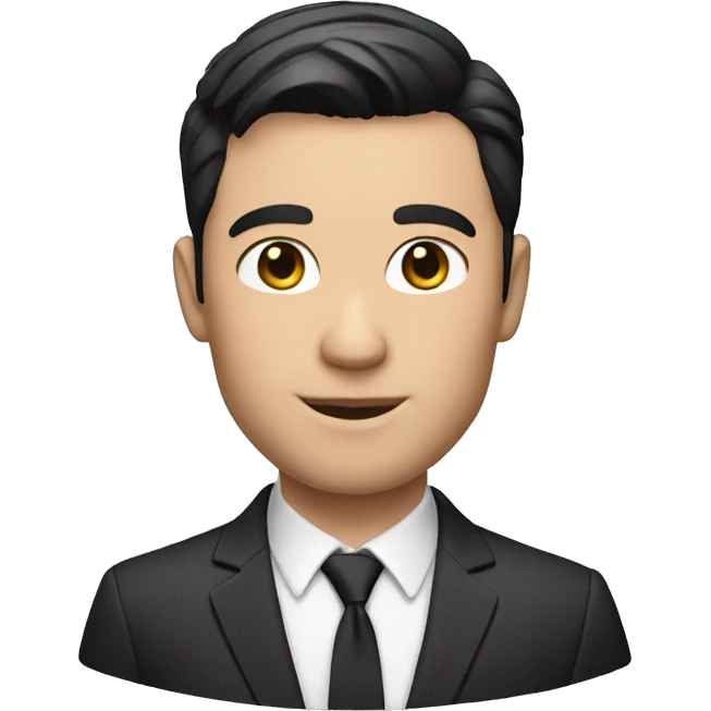 memoji of a white male in suit and with short cut dark hair, no beard emoji