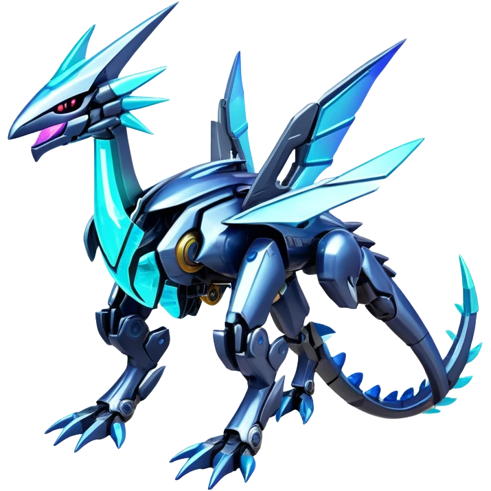  Epic legendary rare glowing mechanical Shiny sparkly transparent bioluminescent luminescent vibrant bright pastel dark exotic iridescent colorful gradients futuristic modern metallic glossy glittery fantasy-cyber-Fakémon-Vernid-Dialga-Palkia-mecha-creature emoji
