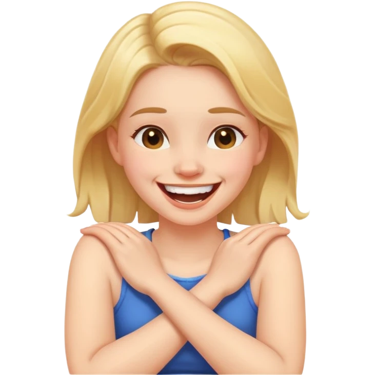 arms crossed holding neck laughing girl emoji