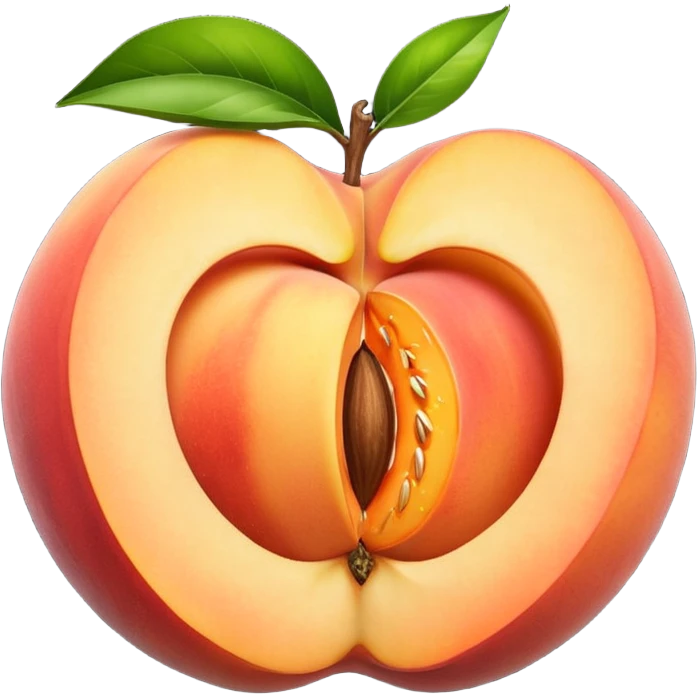 peach split open with glowing seed core emoji