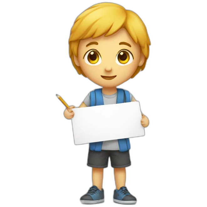 Student holding rectangle paper with pencil emoji