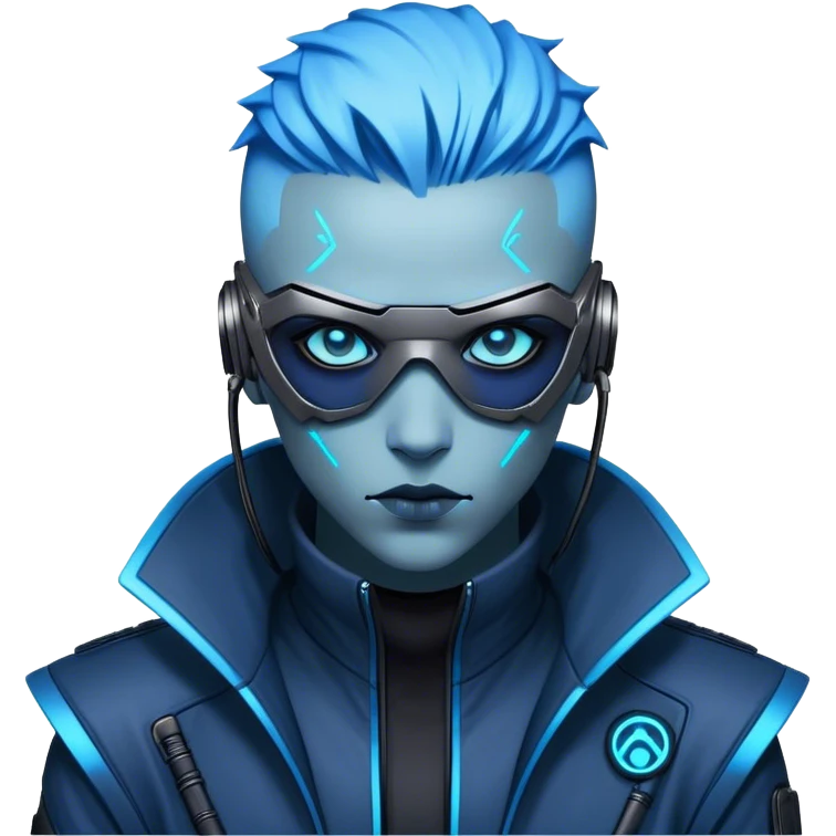 cyberpunk style blue neon hacker emoji