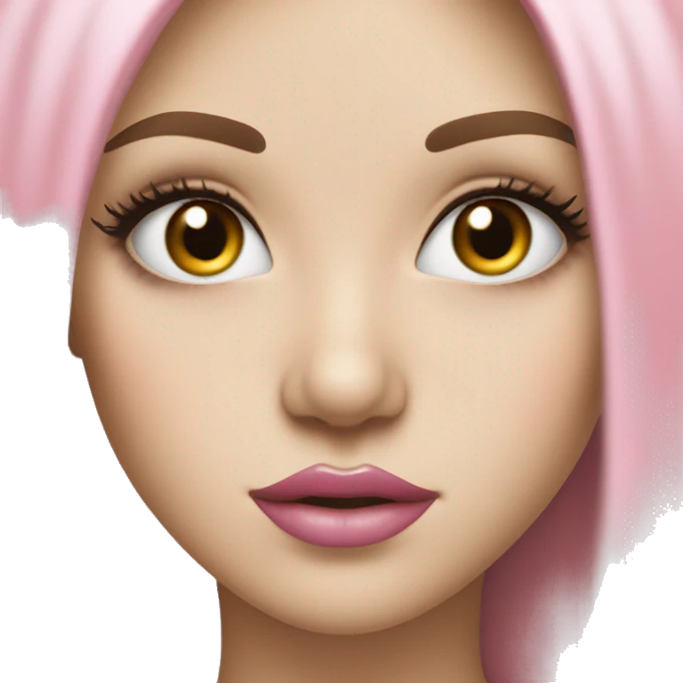 Girl with very Long lashes, white skin and pink lips emoji