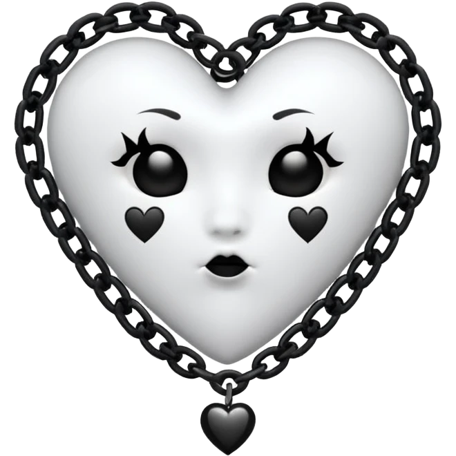 white goth heart with black studs or chains emoji