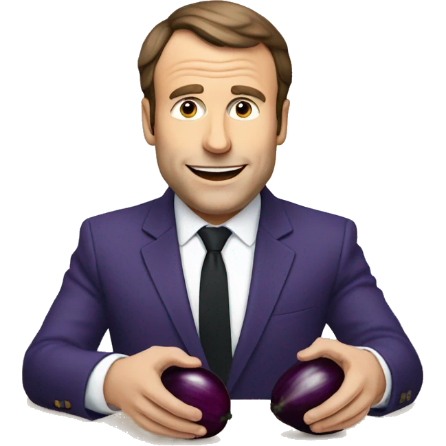 Macron qui mange une aubergine  emoji