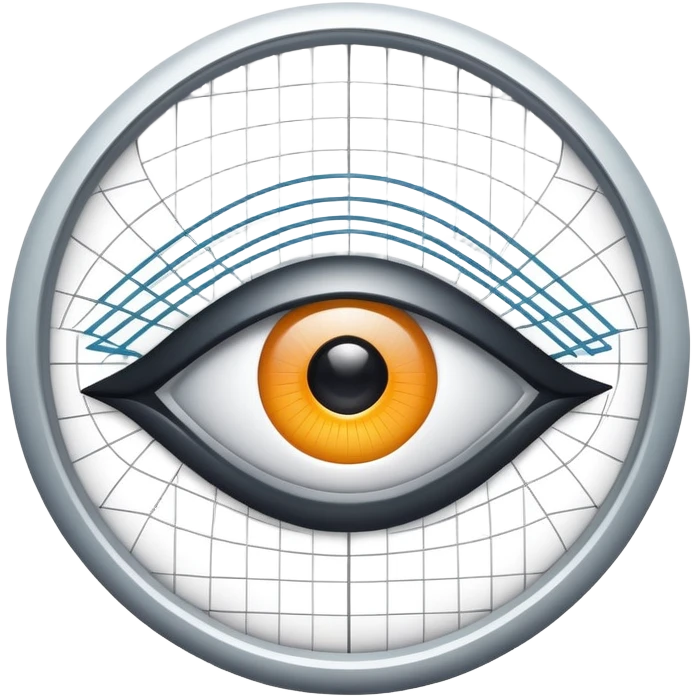 Create a sleek, modern icon representing a UI/UX design team:

 The icon features a stylized eye combined with a digital interface grid. Inside the eye, include subtle hints of a cursor arrow and layout wireframes, suggesting interaction and design thinking.  emoji