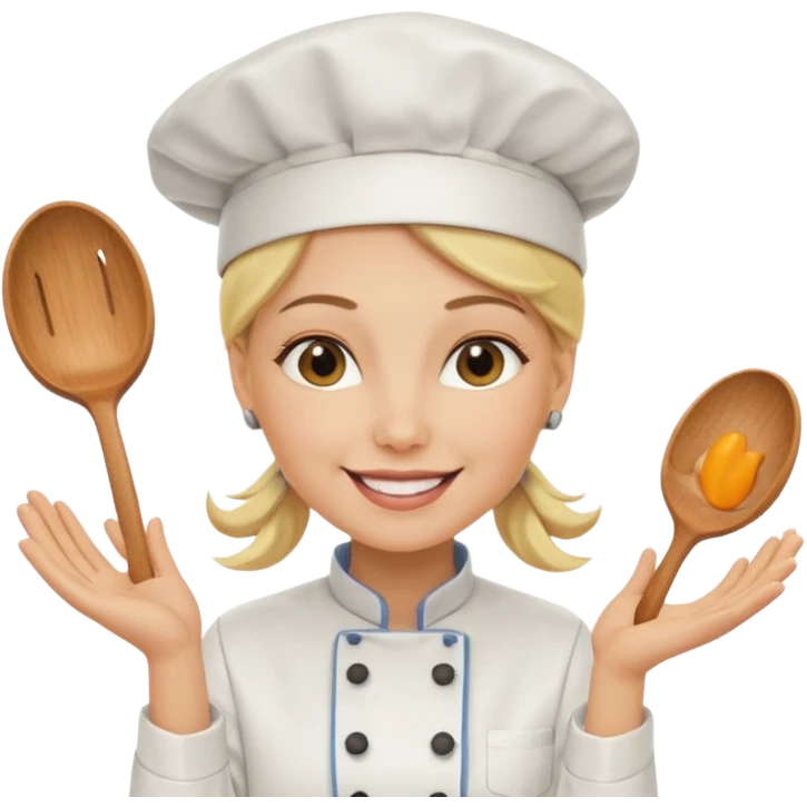 Mujer rubia cocinera con el fondo blanco emoji