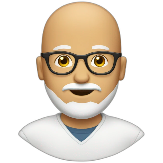 Bald head, wearing glasses, beard emoji