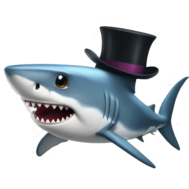 Shark with a top hat emoji