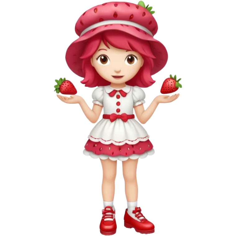 pretty and cute modern  strawberry shortcake full body with red shoes emoji without strawberries emoji
