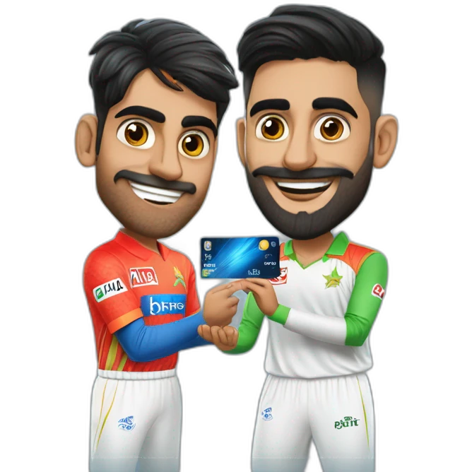 Rashid khan giving uno card to babar azam emoji