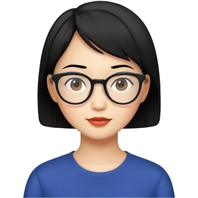 Pretty asian with short black hair and glasses emoji