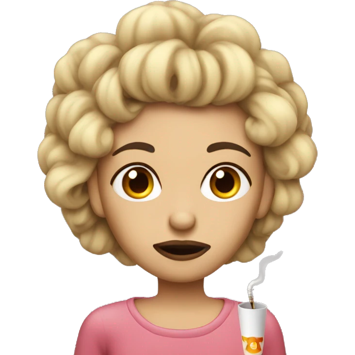 Girl with bad hair skinny eyebrows smoking a cigarette emoji