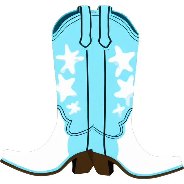White and baby blue Beach cowgirl boots emoji