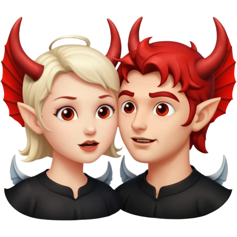 devil and angel whispering to the ear emoji