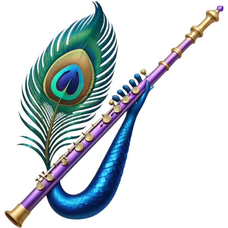 Peacock feather with a flute emoji