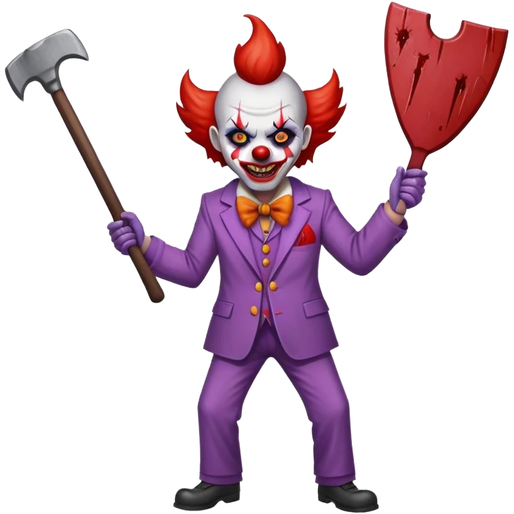 demonic clown wearing a leisure suit with accessories emoji