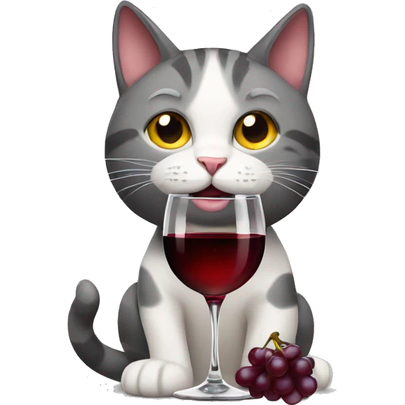 Cat with a glass of red wine emoji