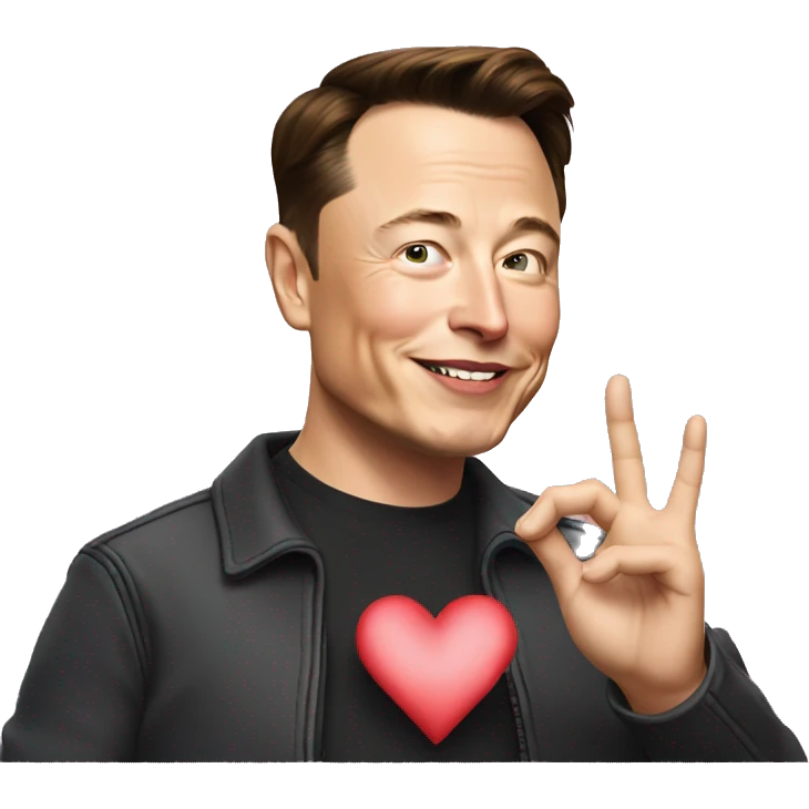 Elon musk making heart sign emoji