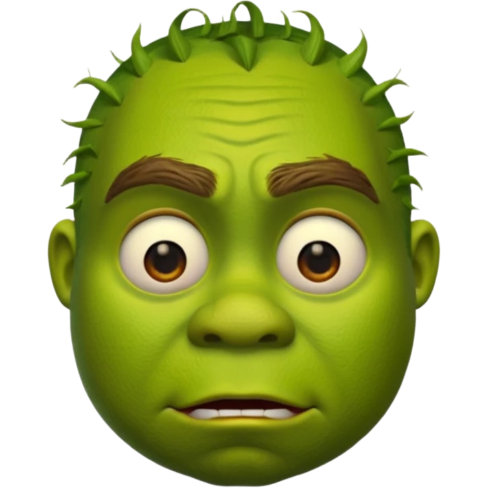Shrek emoji face showing a confused emoji