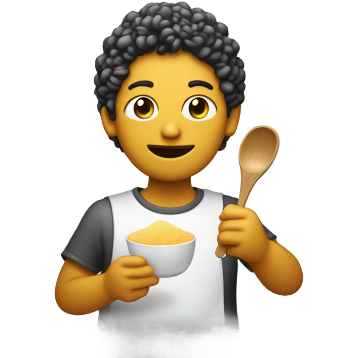 Someone with spoon of sugar and lighter emoji