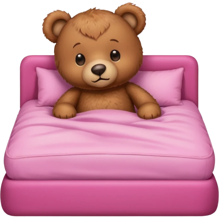 Cute Brown Teddy bear in pink bed emoji