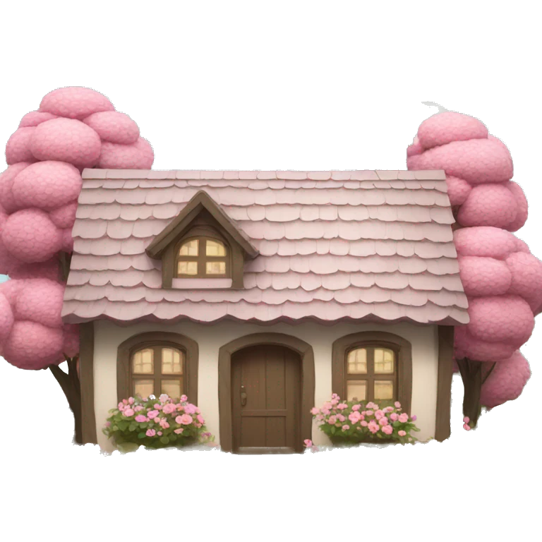 cottage with pink flowers emoji