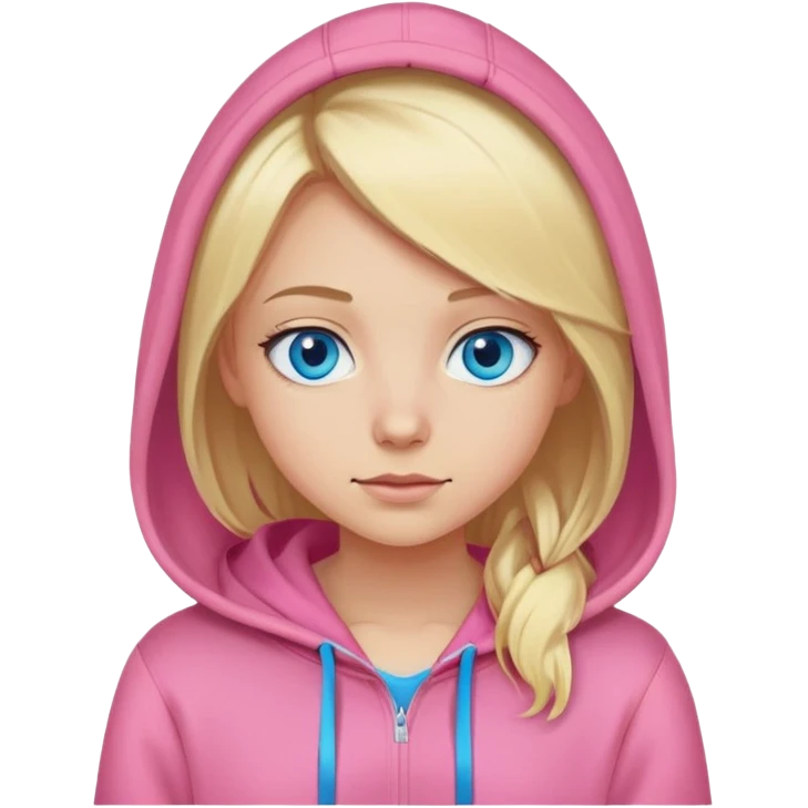 Chica rubia con una sudadera rosa y ojos azules  emoji