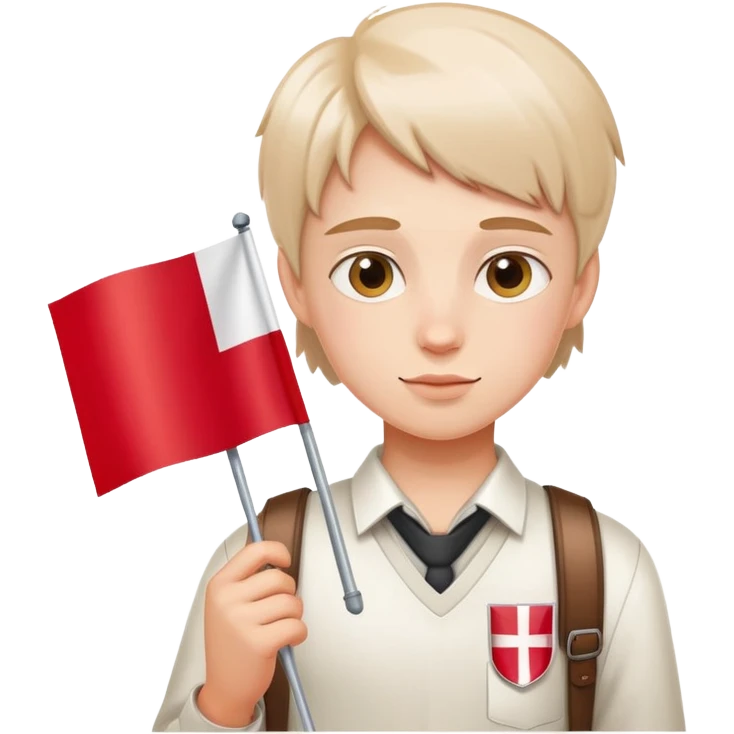 student character holding or wearing a Polish flag emoji