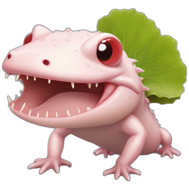 Axolotl eating with a fox méat emoji