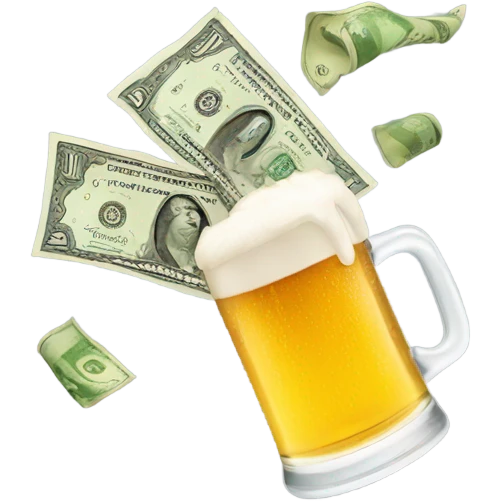 Money flying away towards beer  emoji