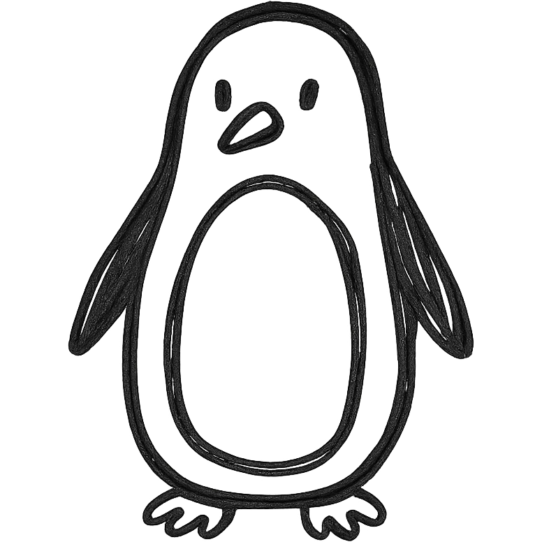 penguin, hand drawn outlined icon style, sketchy lines, no fill emoji
