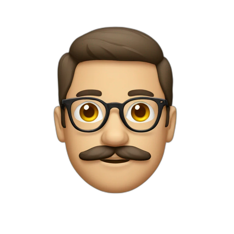 Hombre moreno con lentes redondos y mostacho delgado emoji
