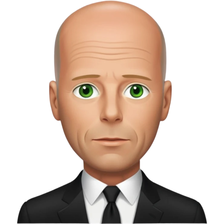 Bruce Willis with green eyes, black Oscar suit emoji