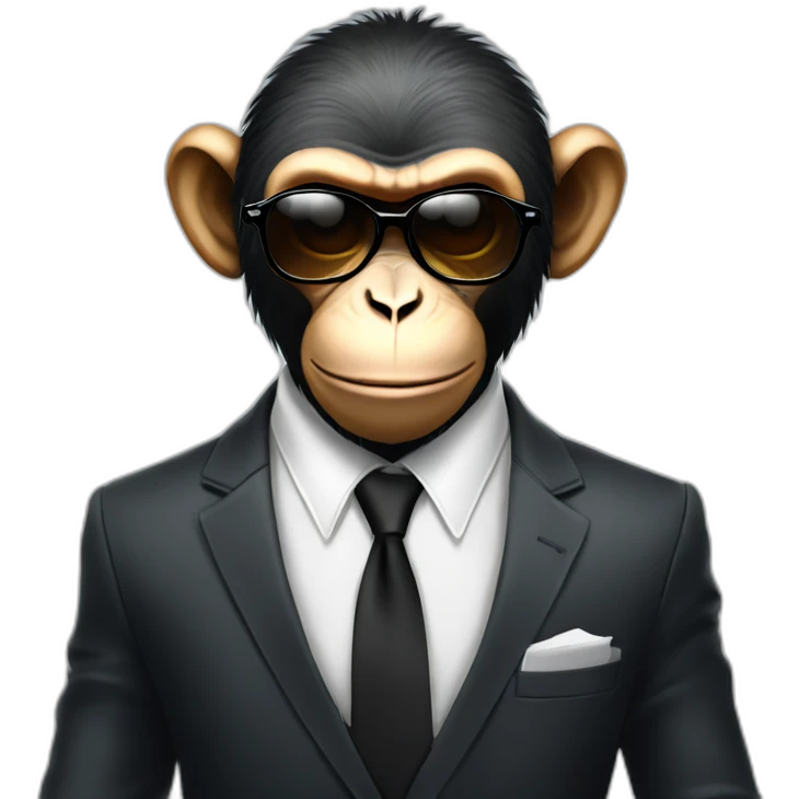 badass monkey with rayban glassess dressed up in suit and tie emoji