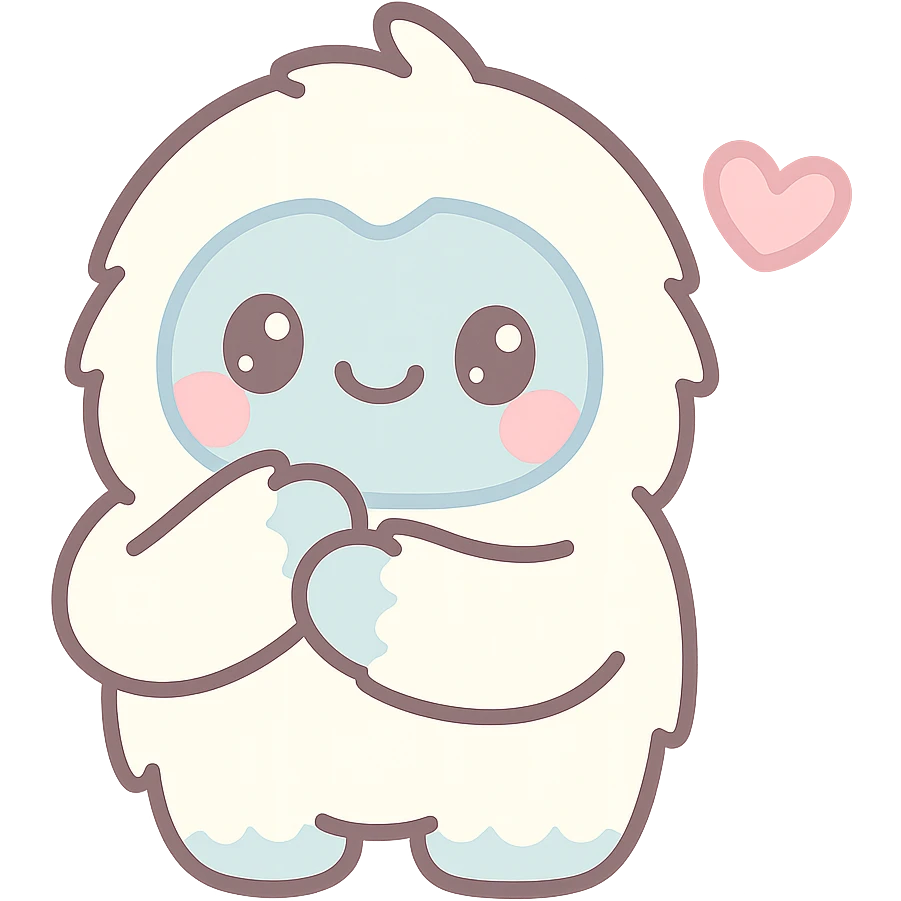 abominable snowman giving a hug, suitable for YouTube emoji, kawaii style emoji