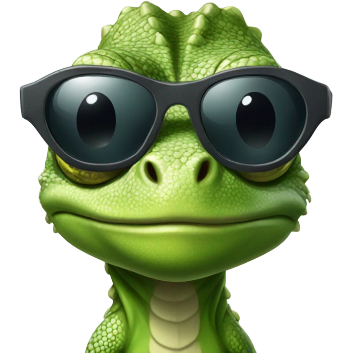 Lizard with sunglasses looking “hard” emoji