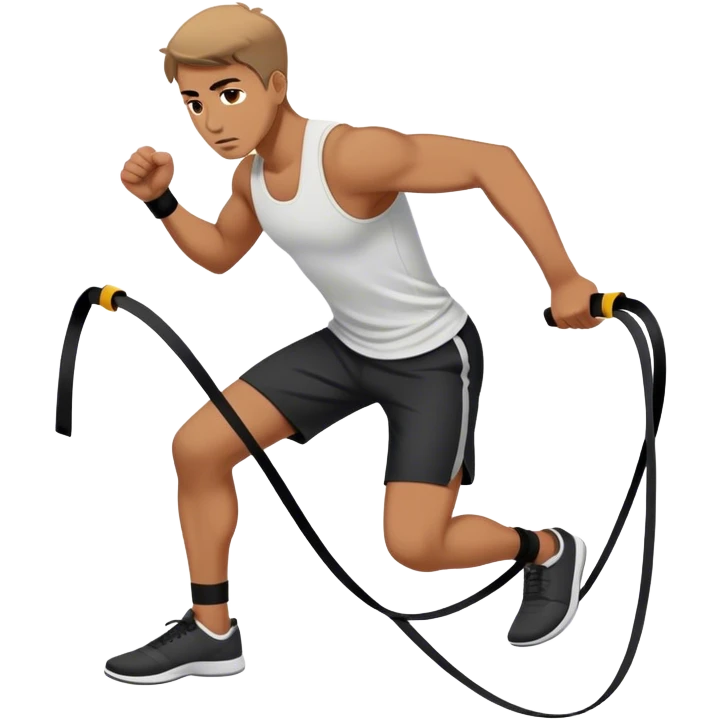 man stepping on resistance band emoji