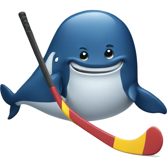 A whale holding a hockey stick emoji