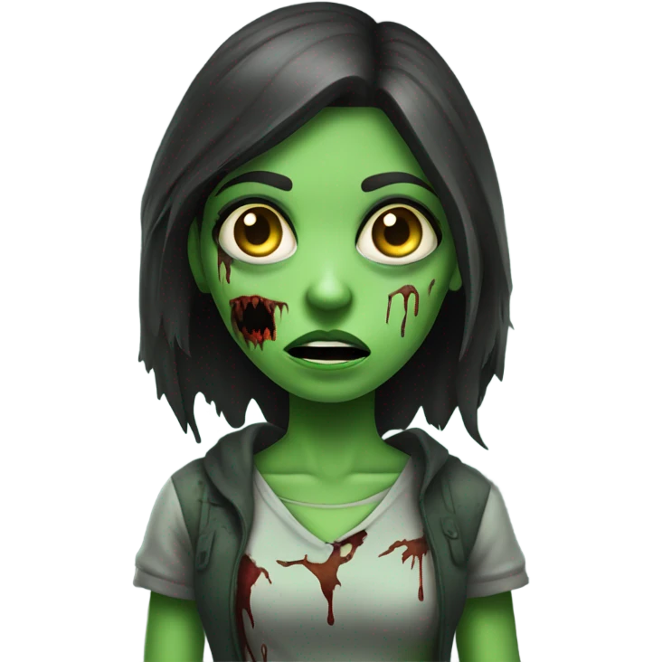 Brunette zombie girl in horror green  emoji