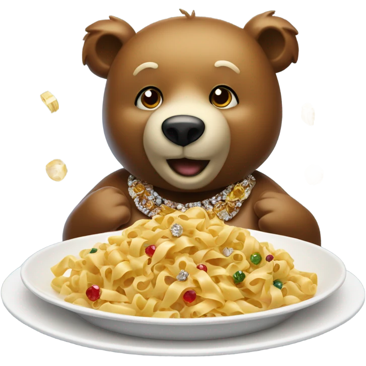  Bear with bling jewelry eating pasta  emoji
