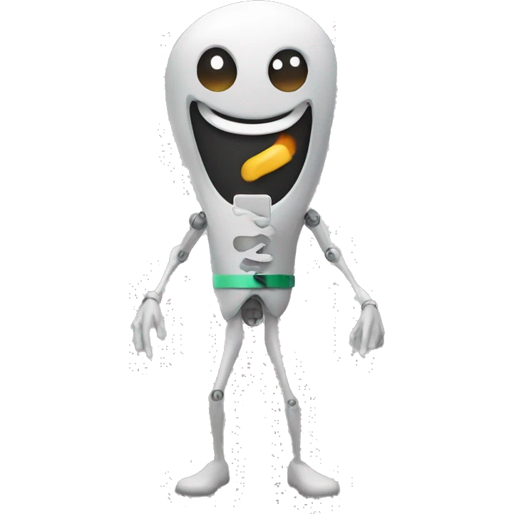 A sentient vape with arms legs and a face emoji