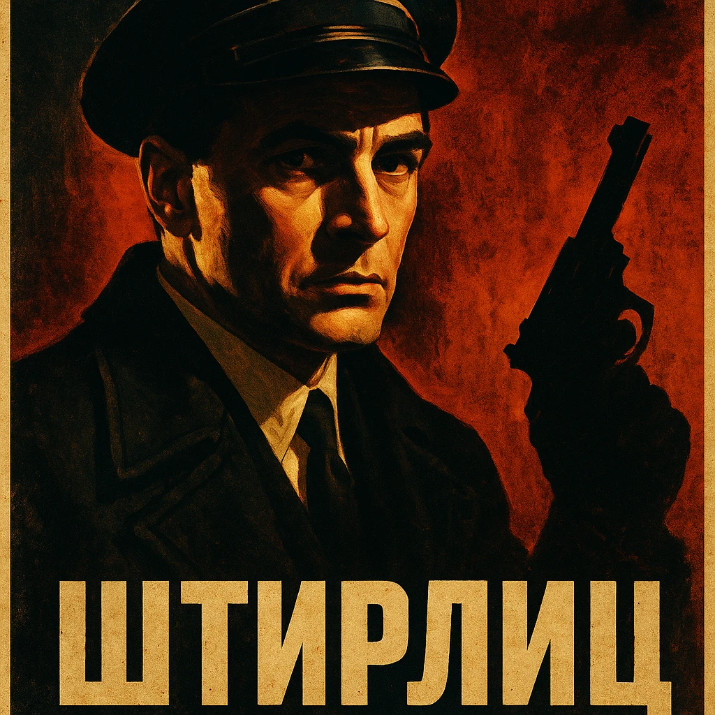 Штирлиц in a vintage spy movie poster style, dramatic lighting emoji