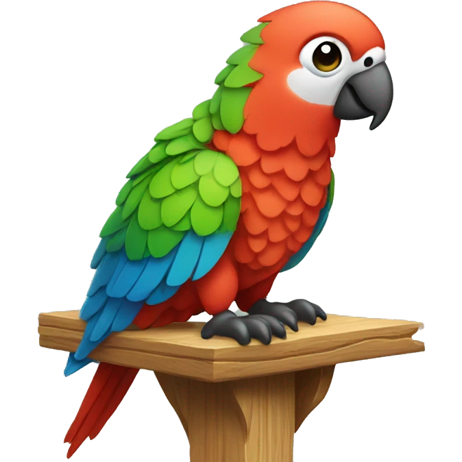 parrot standing on a wooden perch emoji