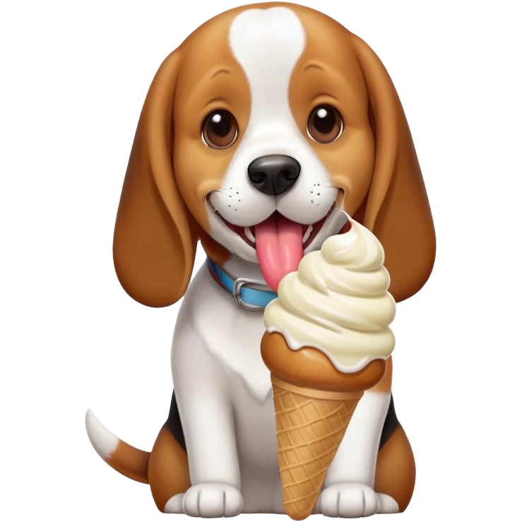 Beagle eating ice cream emoji